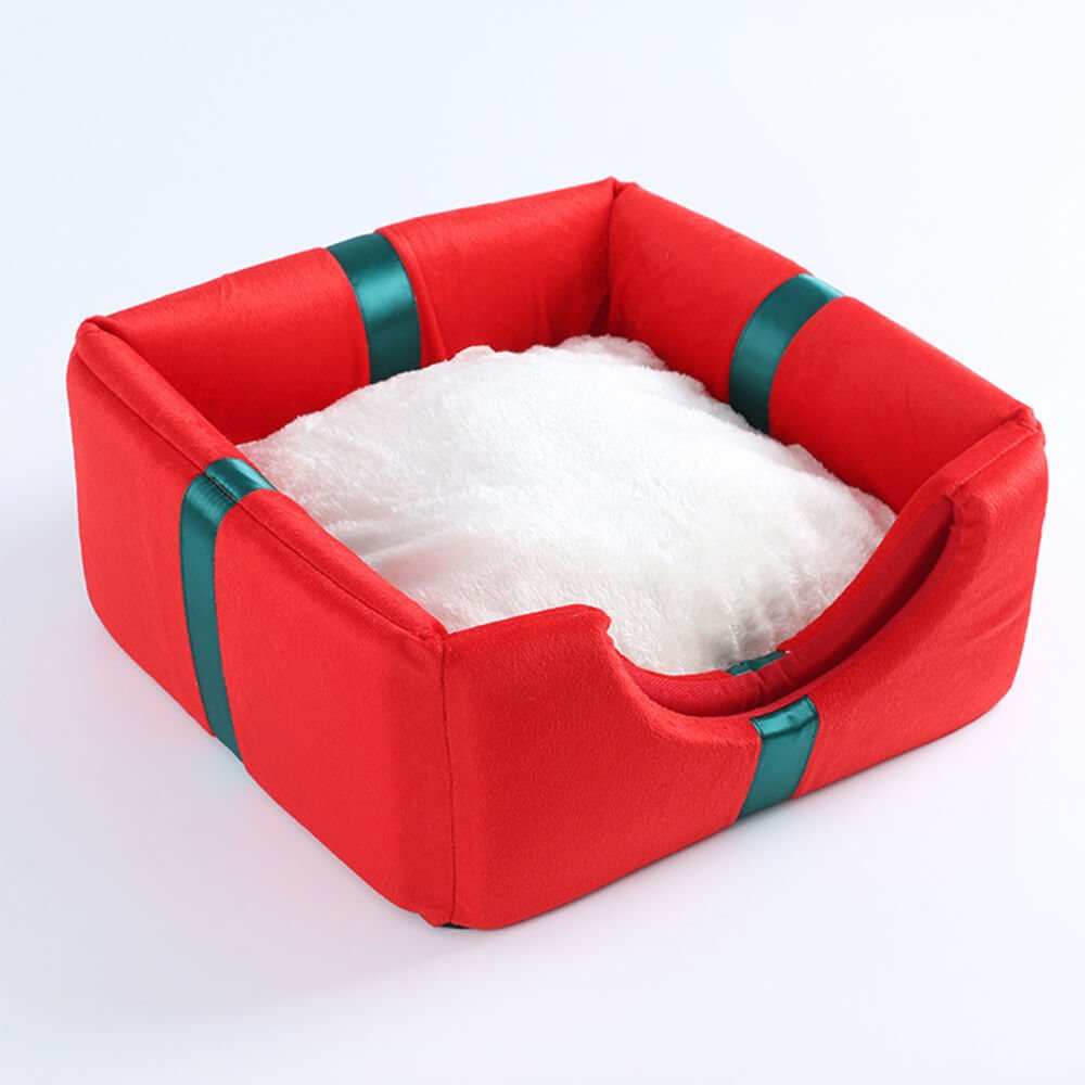 Semi-closed dog and cat bed with Christmas motif and non-slip bottom - Fioriscas
