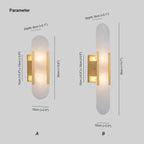 Candeeiro de parede em alabastro natural, luz quente, acabamento em latão ou cobre
