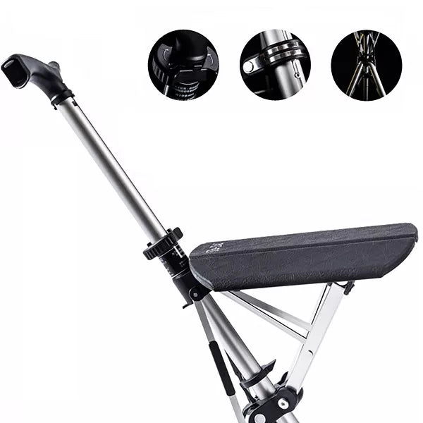 Foldable Walking Cane With Fold-Down Seat For Travel Or Standing Breaks