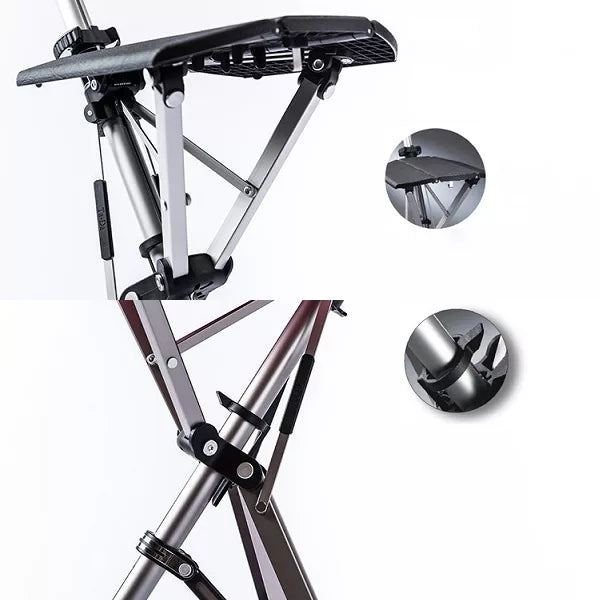 Foldable Walking Cane With Fold-Down Seat For Travel Or Standing Breaks