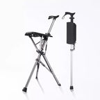 Foldable Walking Cane With Fold-Down Seat For Travel Or Standing Breaks