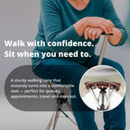 Foldable Walking Cane With Fold-Down Seat For Travel Or Standing Breaks