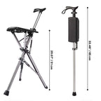 Foldable Walking Cane With Fold-Down Seat For Travel Or Standing Breaks
