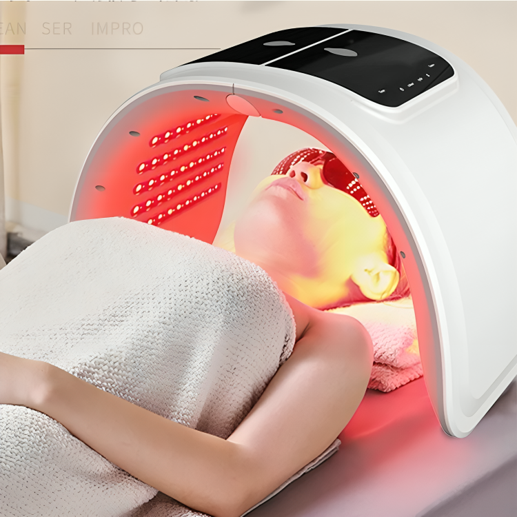 Appareil de luminothérapie faciale à LED multicolore LumiDerm, lumière rouge