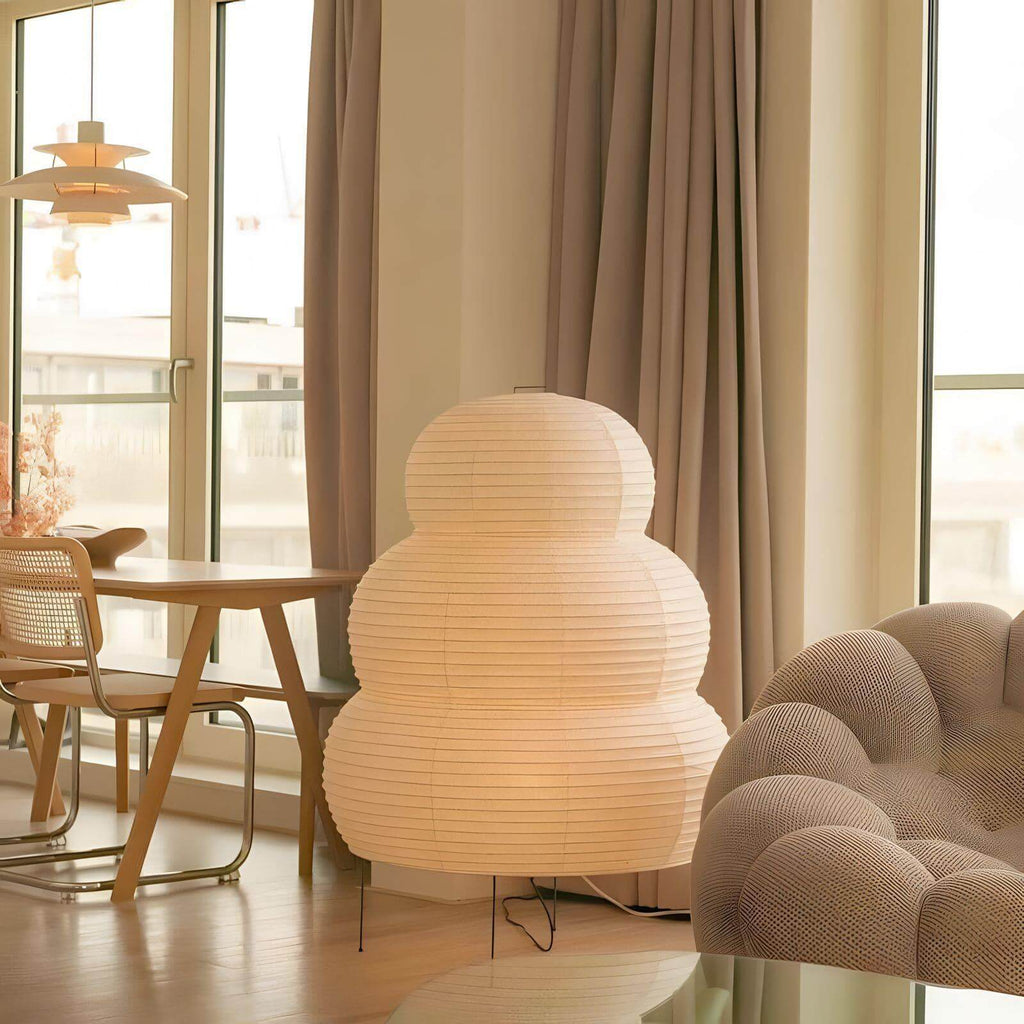 LumiWashi Aura 25N Floor Lamp Handmade Round Washi Paper Lantern Glow