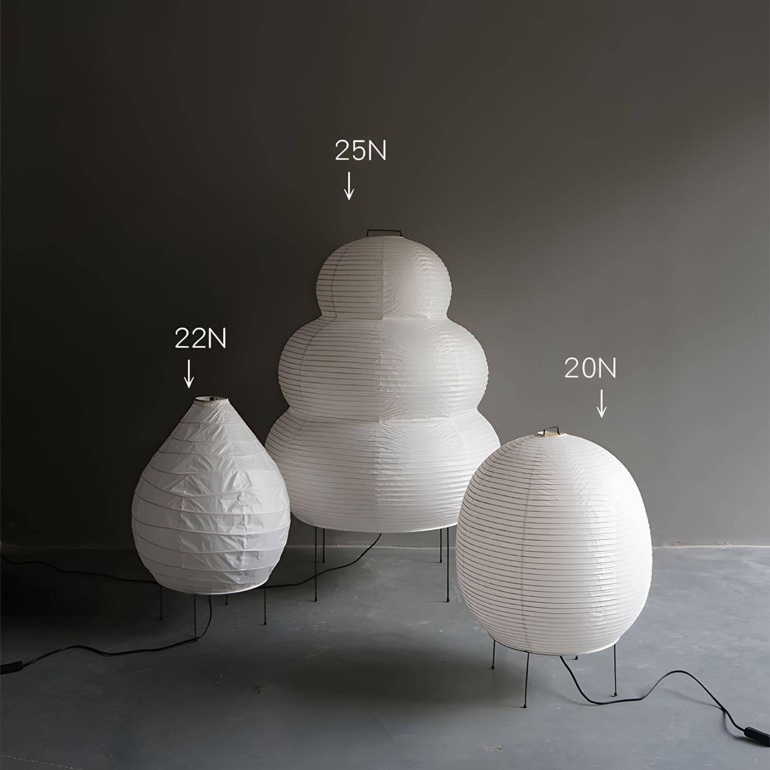 LumiWashi Aura 25N Floor Lamp Handmade Round Washi Paper Lantern Glow