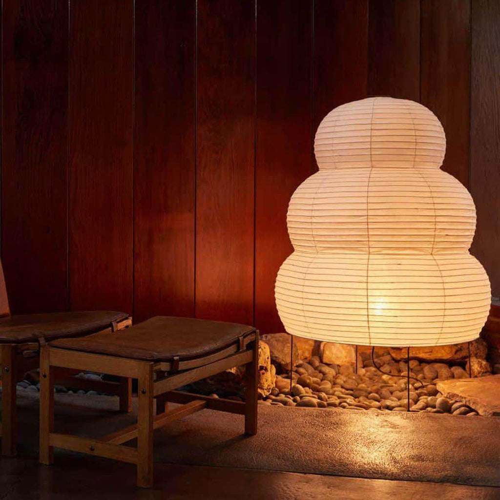 LumiWashi Aura 25N Floor Lamp Handmade Round Washi Paper Lantern Glow