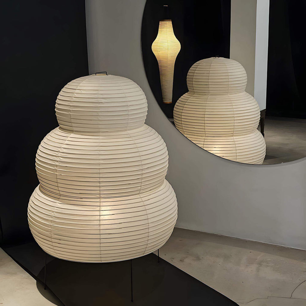 LumiWashi Aura 25N Floor Lamp Handmade Round Washi Paper Lantern Glow