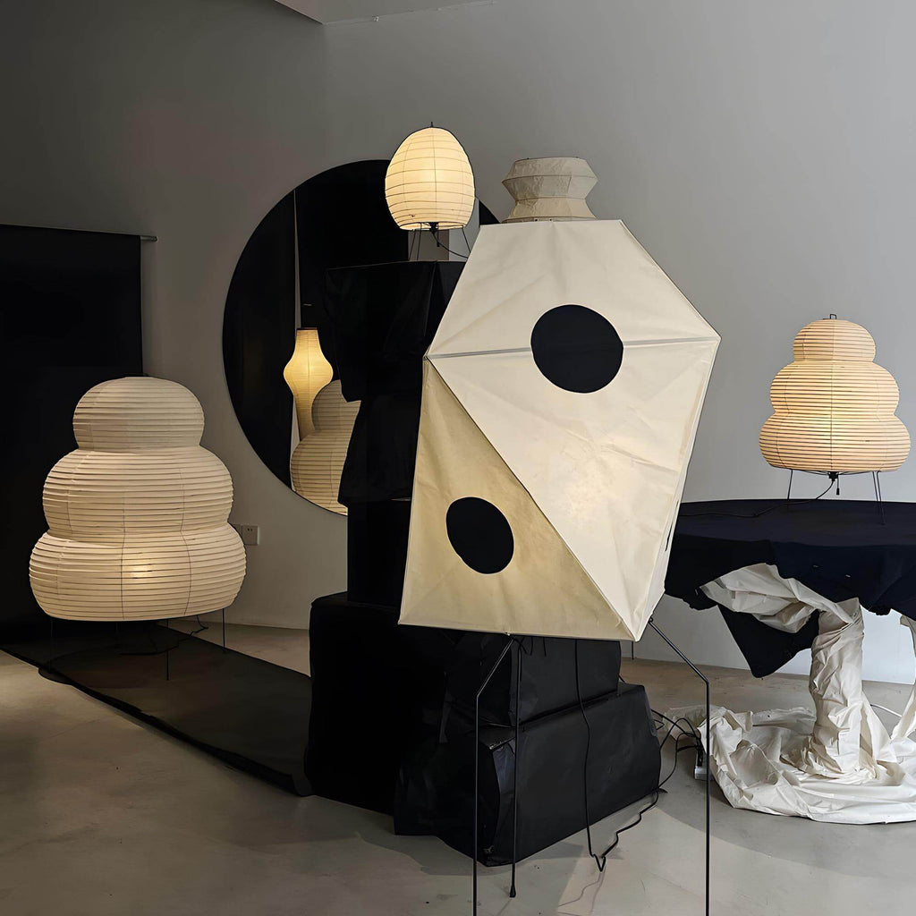 LumiWashi Aura 25N Floor Lamp Handmade Round Washi Paper Lantern Glow