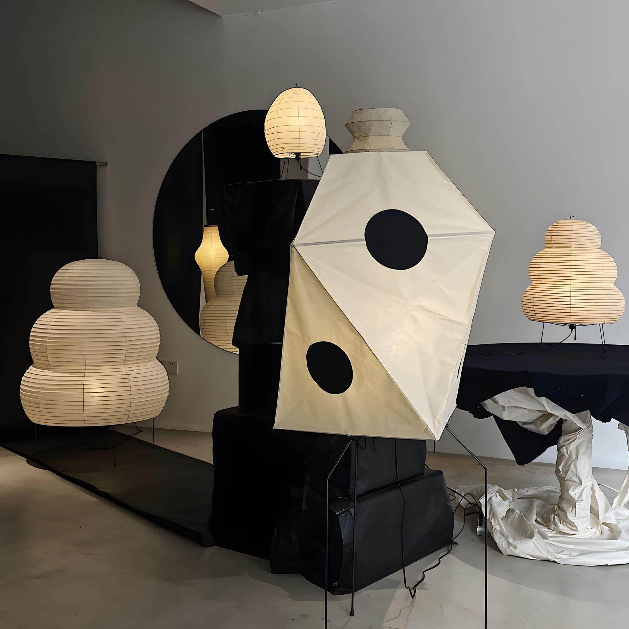 LumiWashi Aura 25N Floor Lamp Handmade Round Washi Paper Lantern Glow