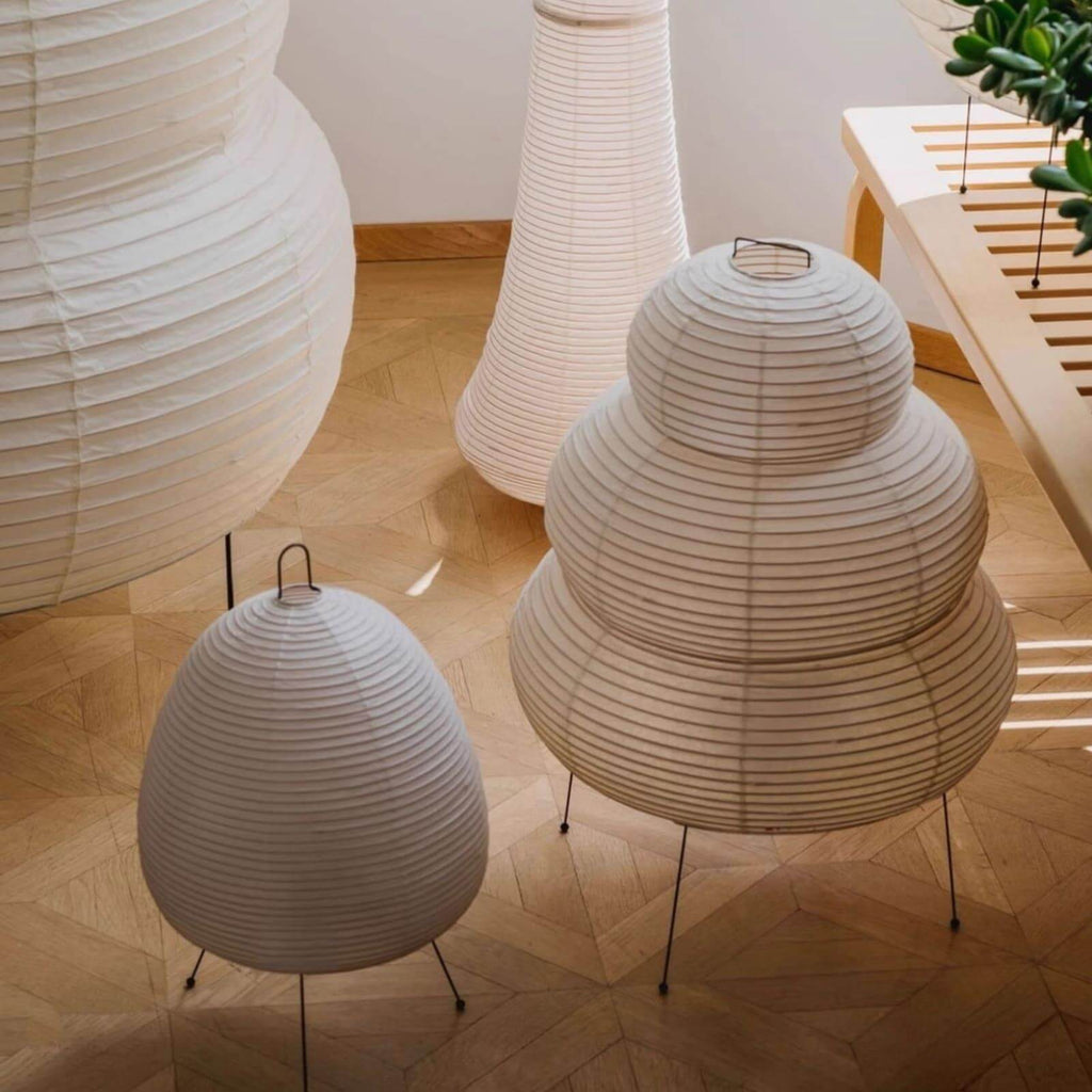 LumiWashi Aura 25N Floor Lamp Handmade Round Washi Paper Lantern Glow