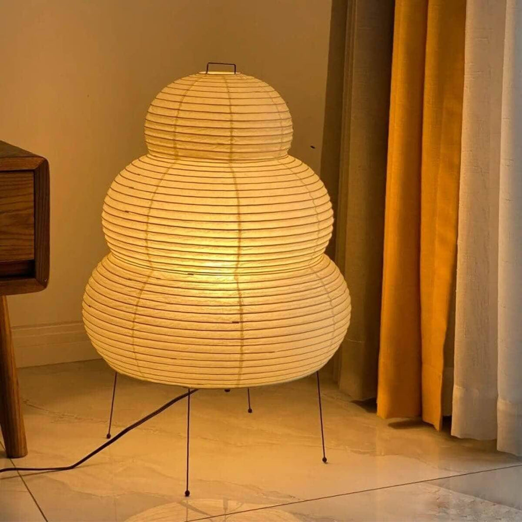 LumiWashi Aura 25N Floor Lamp Handmade Round Washi Paper Lantern Glow