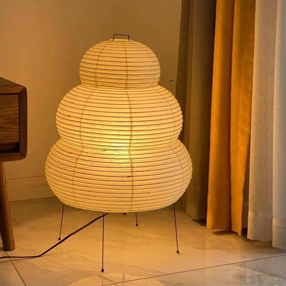 LumiWashi Aura 25N Floor Lamp Handmade Round Washi Paper Lantern Glow