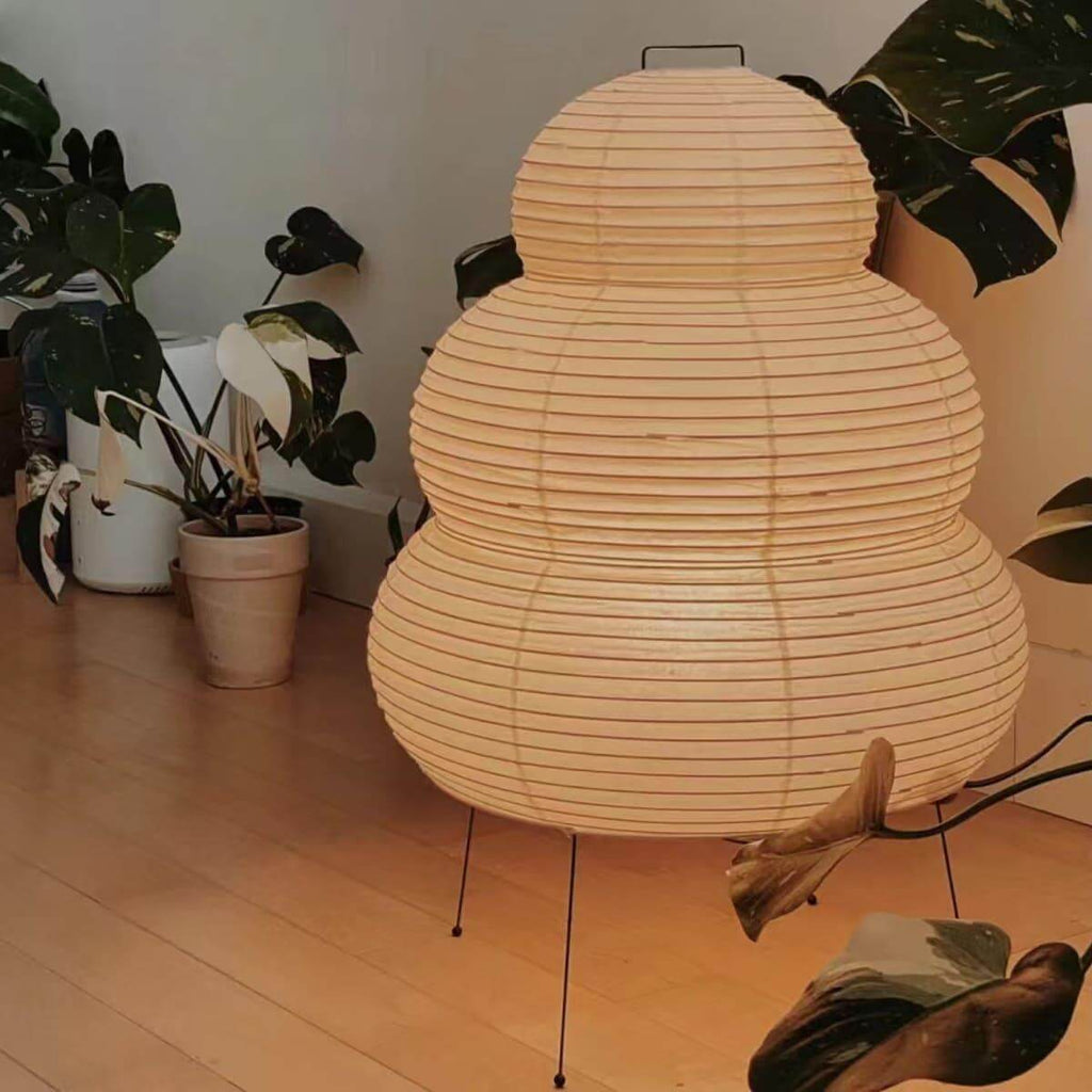 LumiWashi Aura 25N Floor Lamp Handmade Round Washi Paper Lantern Glow