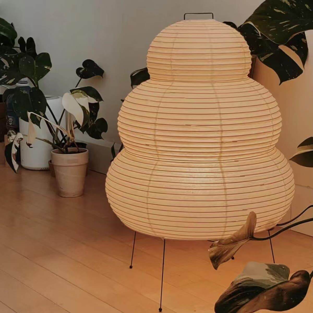 LumiWashi Aura 25N Floor Lamp Handmade Round Washi Paper Lantern Glow