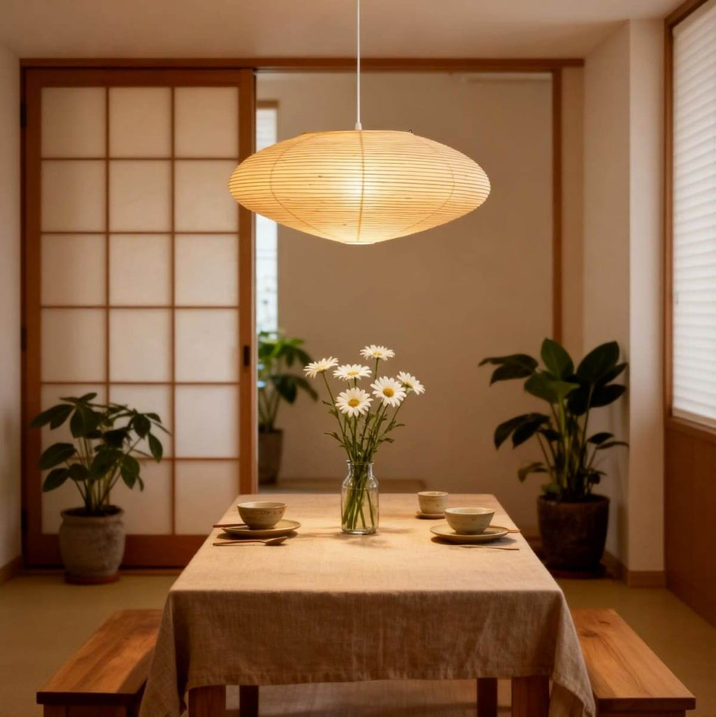 Aurora Washi Paper Pendant Light A Series Handcrafted Mulberry Glow