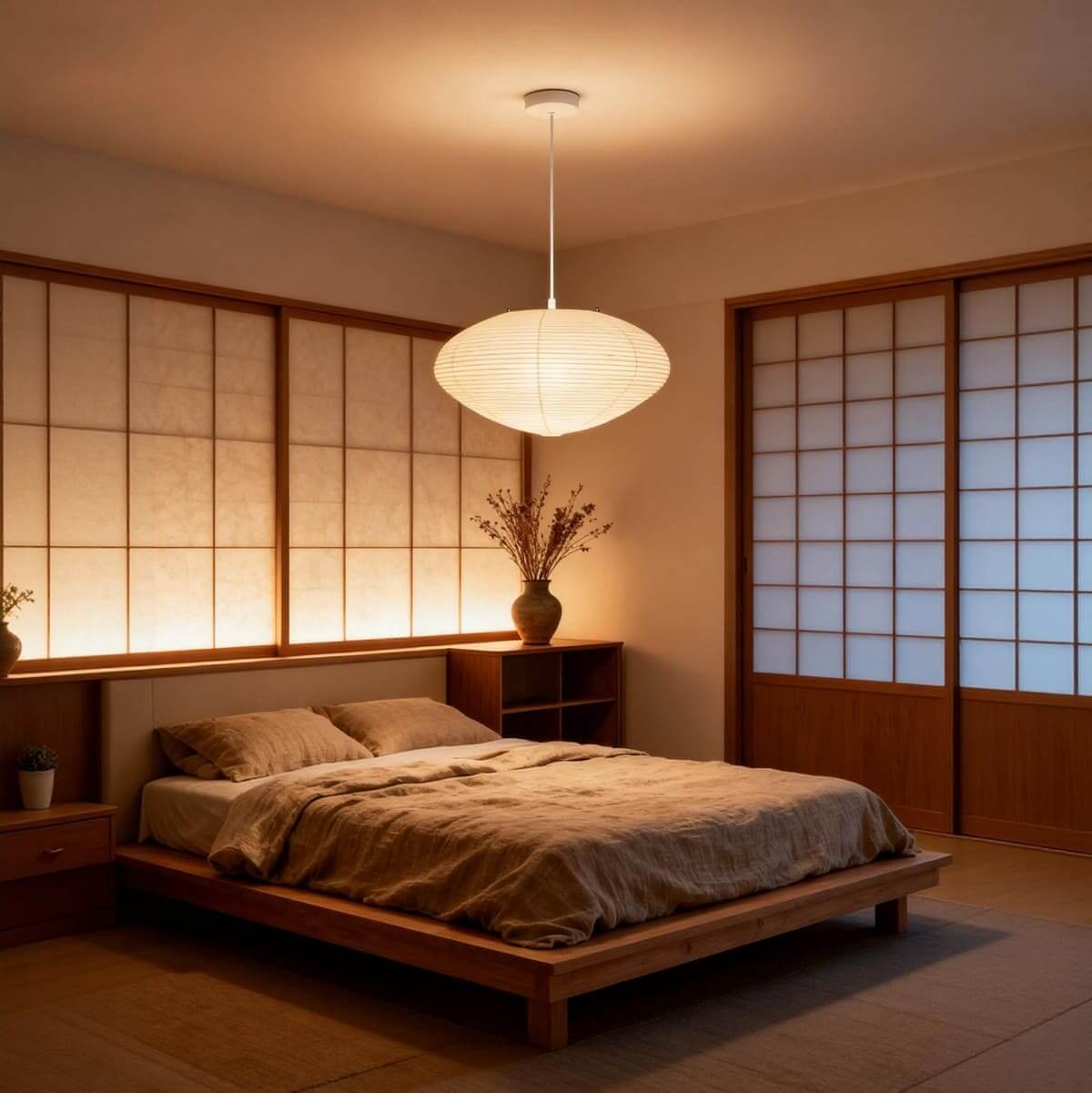 Aurora Washi Paper Pendant Light A Series Handcrafted Mulberry Glow
