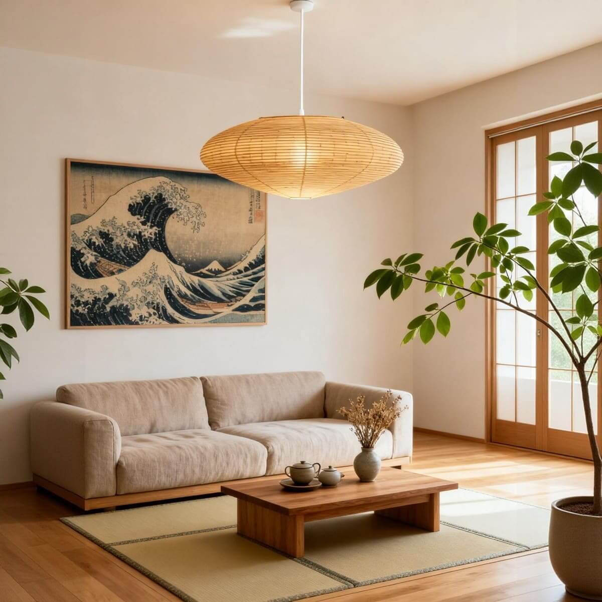 Aurora Washi Paper Pendant Light A Series Handcrafted Mulberry Glow