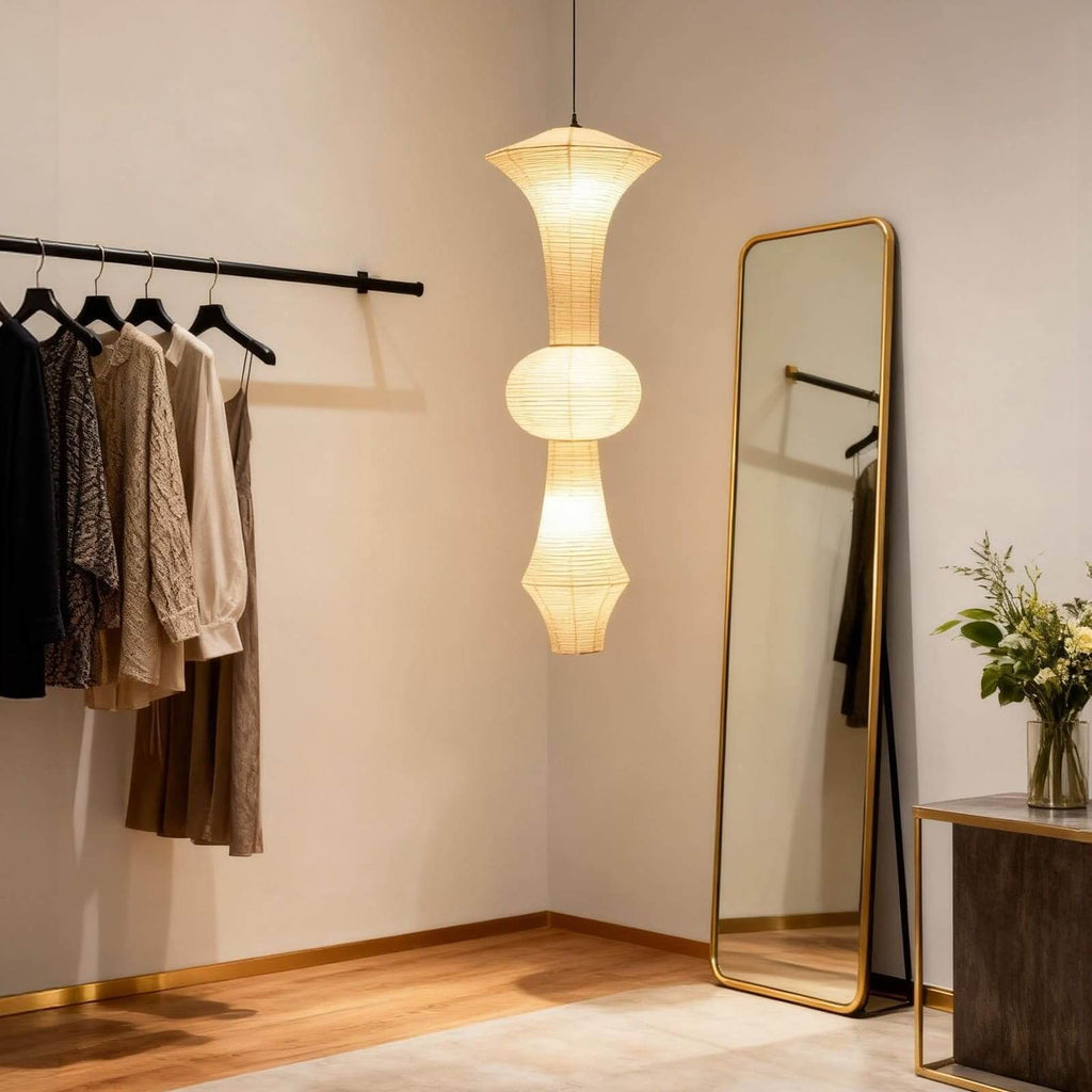 Aurora Washi Corner Pendant Light for Soft Warm Ambience