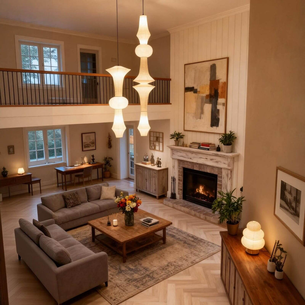 Aurora Washi Corner Pendant Light for Soft Warm Ambience