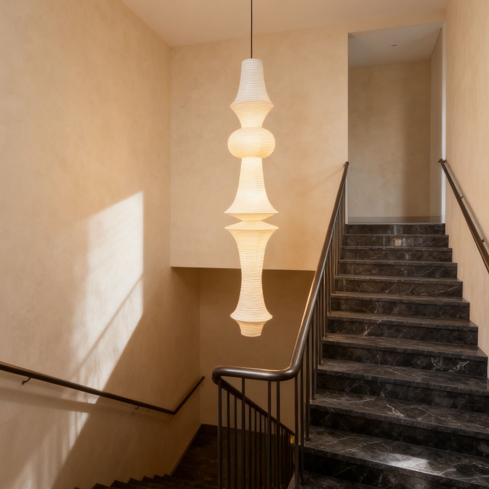 Aurora Washi Corner Pendant Light for Soft Warm Ambience