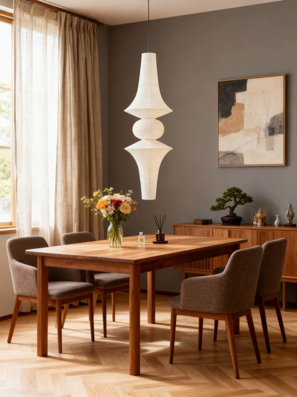 Aurora Washi Corner Pendant Light for Soft Warm Ambience