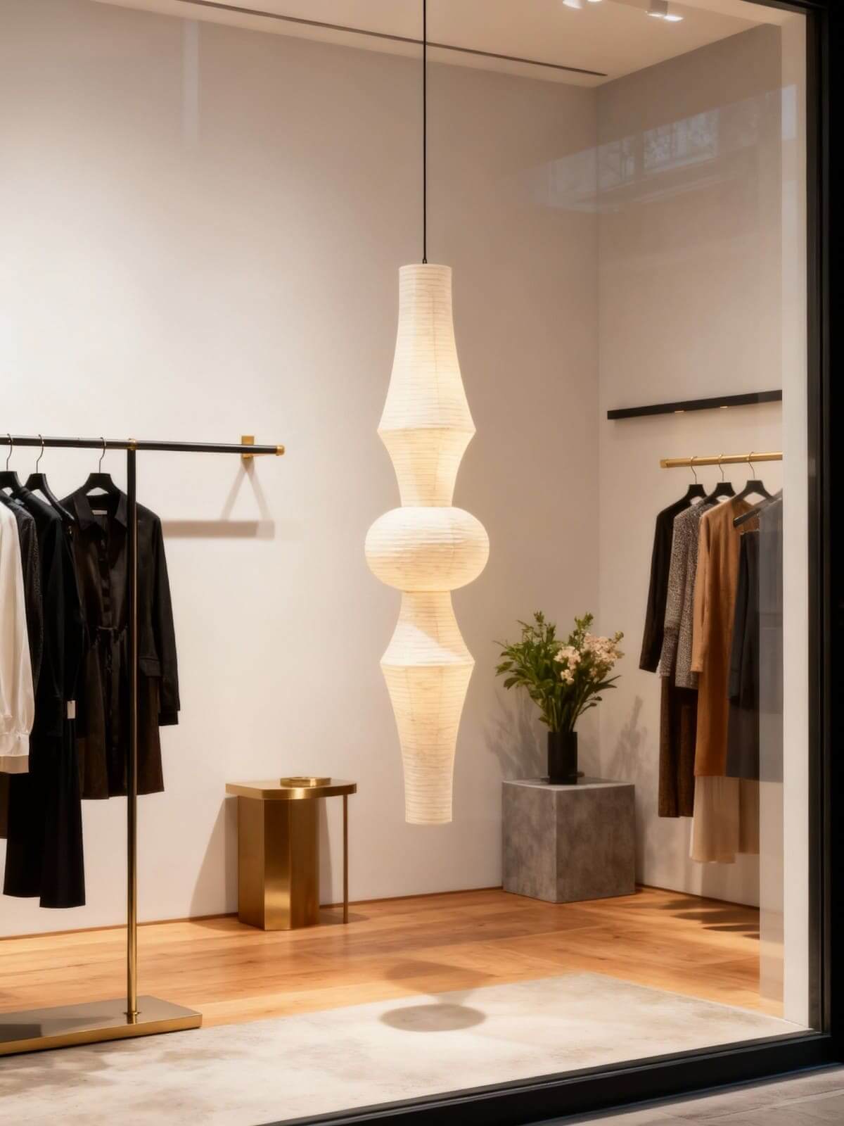 Aurora Washi Corner Pendant Light for Soft Warm Ambience