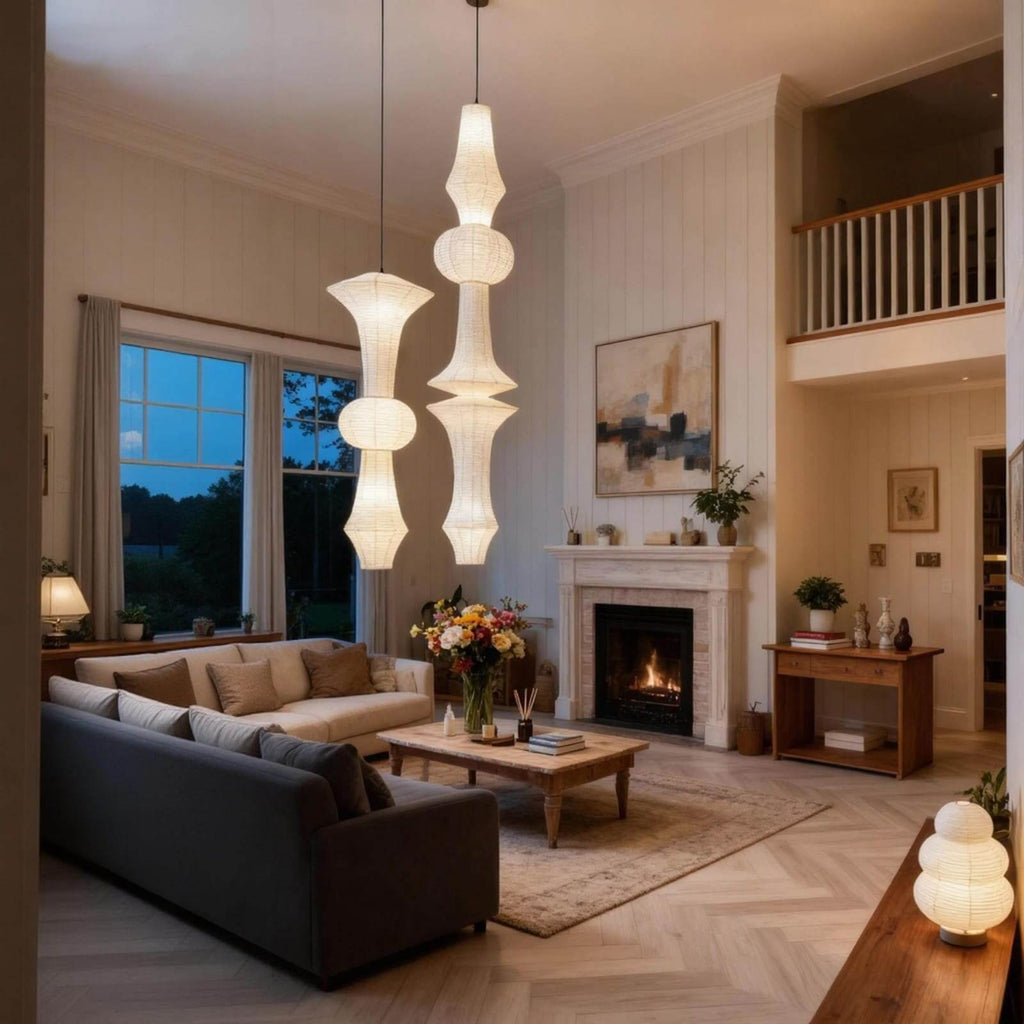 Aurora Washi Corner Pendant Light for Soft Warm Ambience