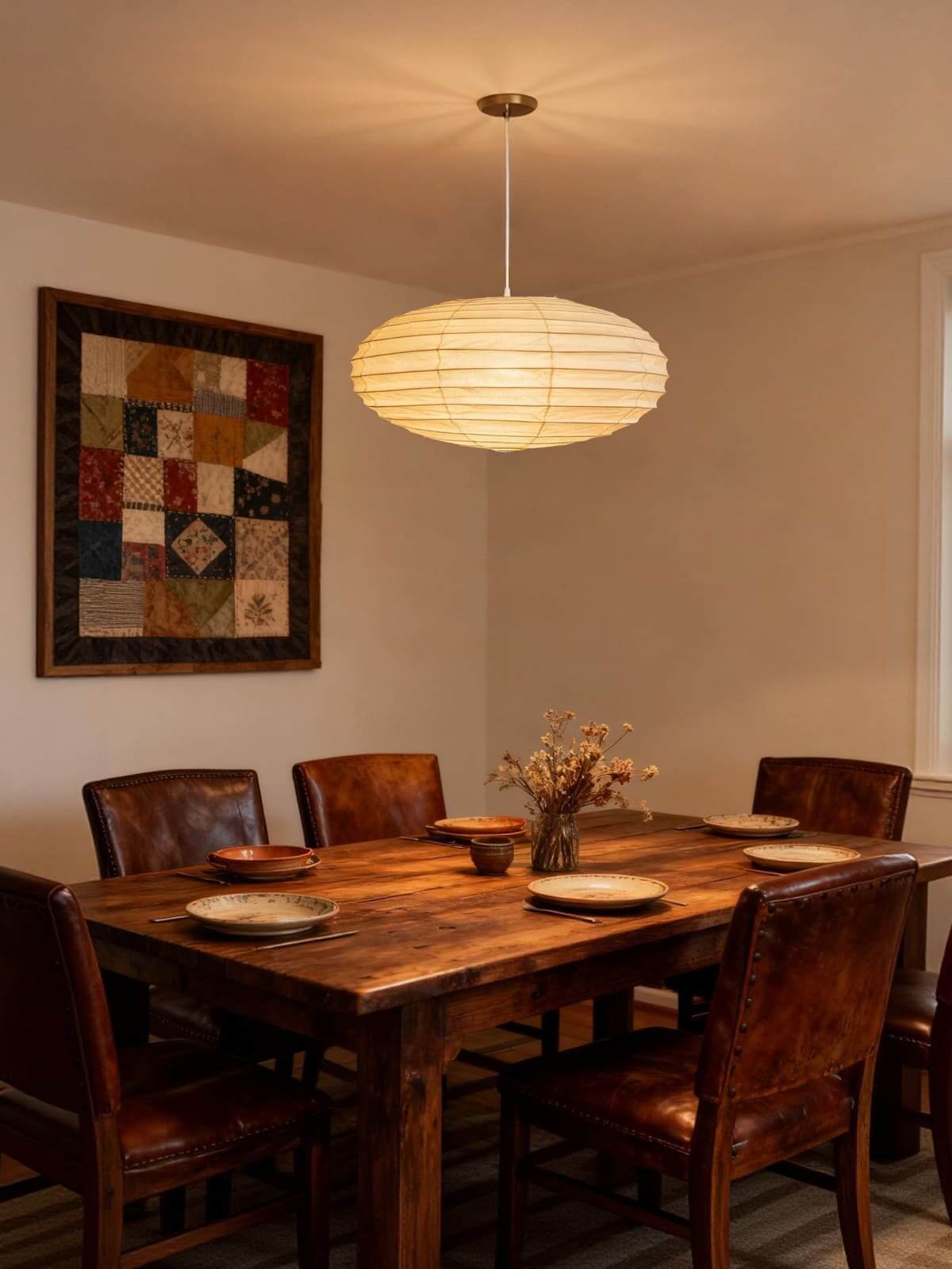 LumenLeaf EN Series Handcrafted Washi Paper Pendant Light