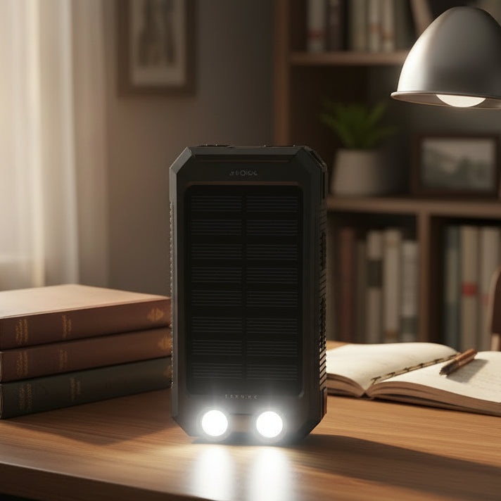 Vandtæt solcelledrevet powerbank med 30000mAh til udendørs eventyr - Fioriscas