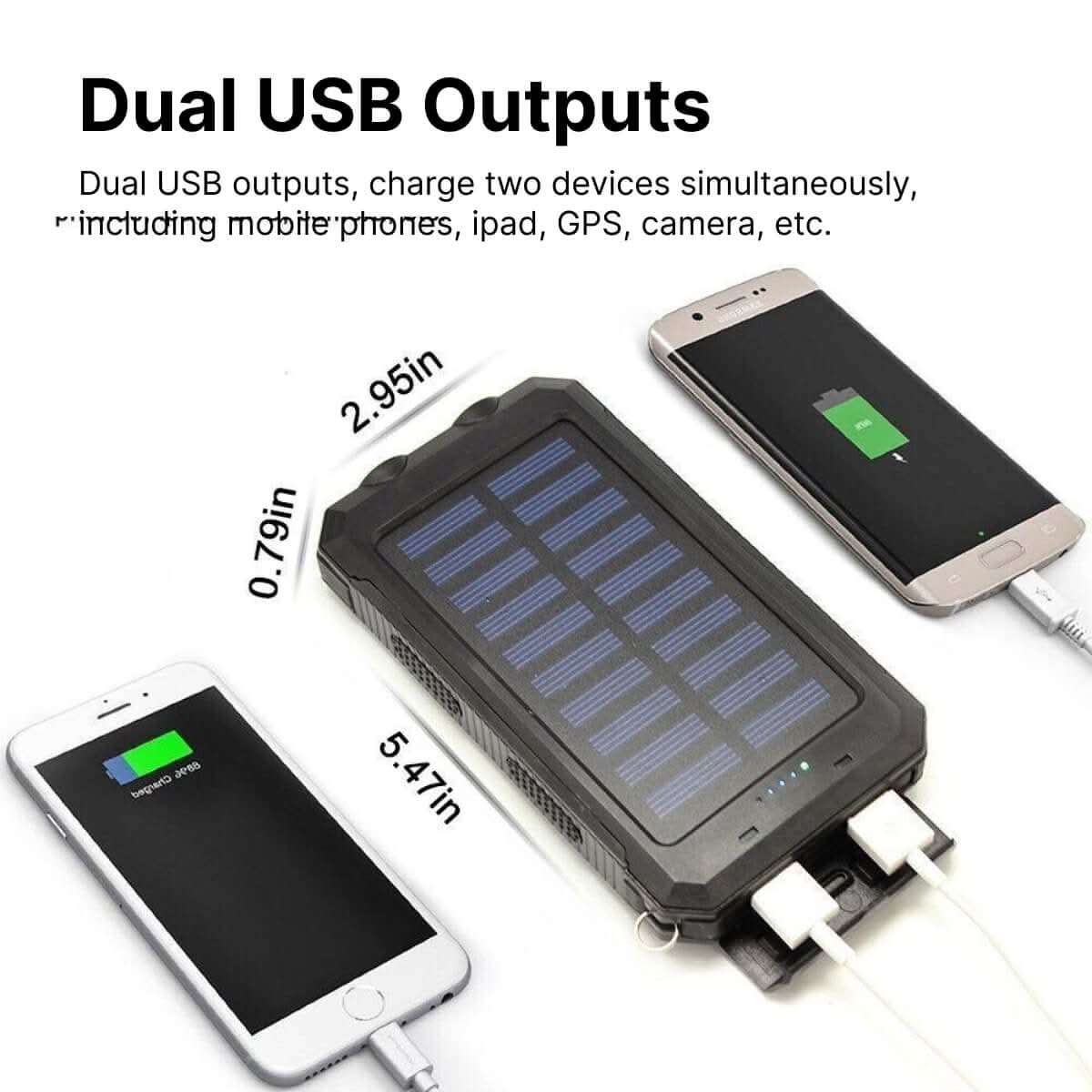 Vandtæt solcelledrevet powerbank med 30000mAh til udendørs eventyr - Fioriscas