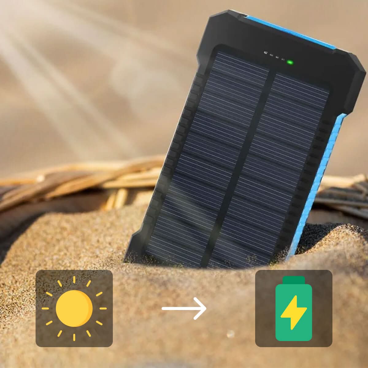 Vandtæt solcelledrevet powerbank med 30000mAh til udendørs eventyr - Fioriscas