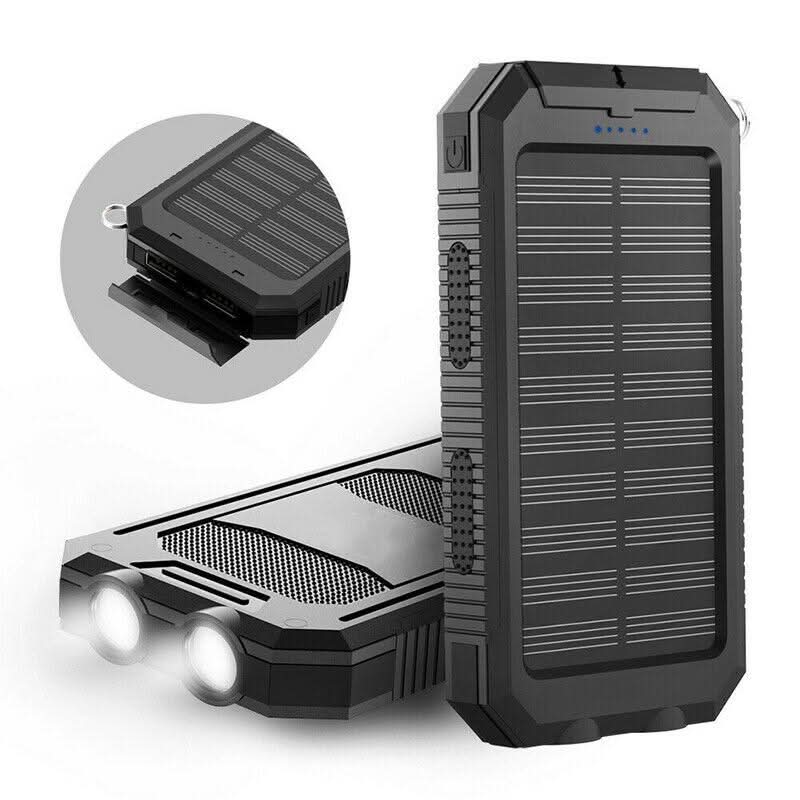 Power bank solar impermeable con 10000mAh y doble USB - Fioriscas