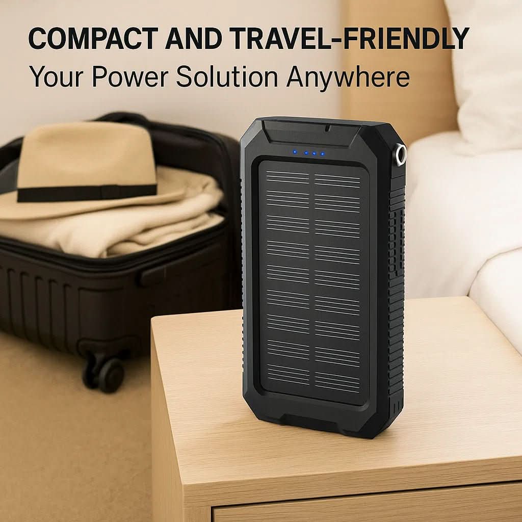 Power bank solar impermeable con 10000mAh y doble USB - Fioriscas