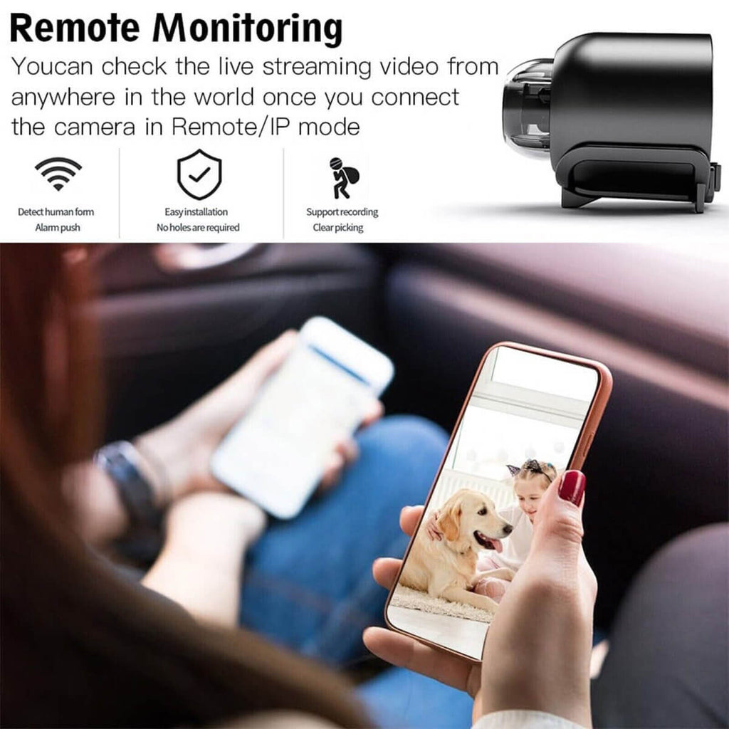 Mini WiFi bezpečnostní kamera, 1080p voděodolná s nočním viděním, záběr 160°