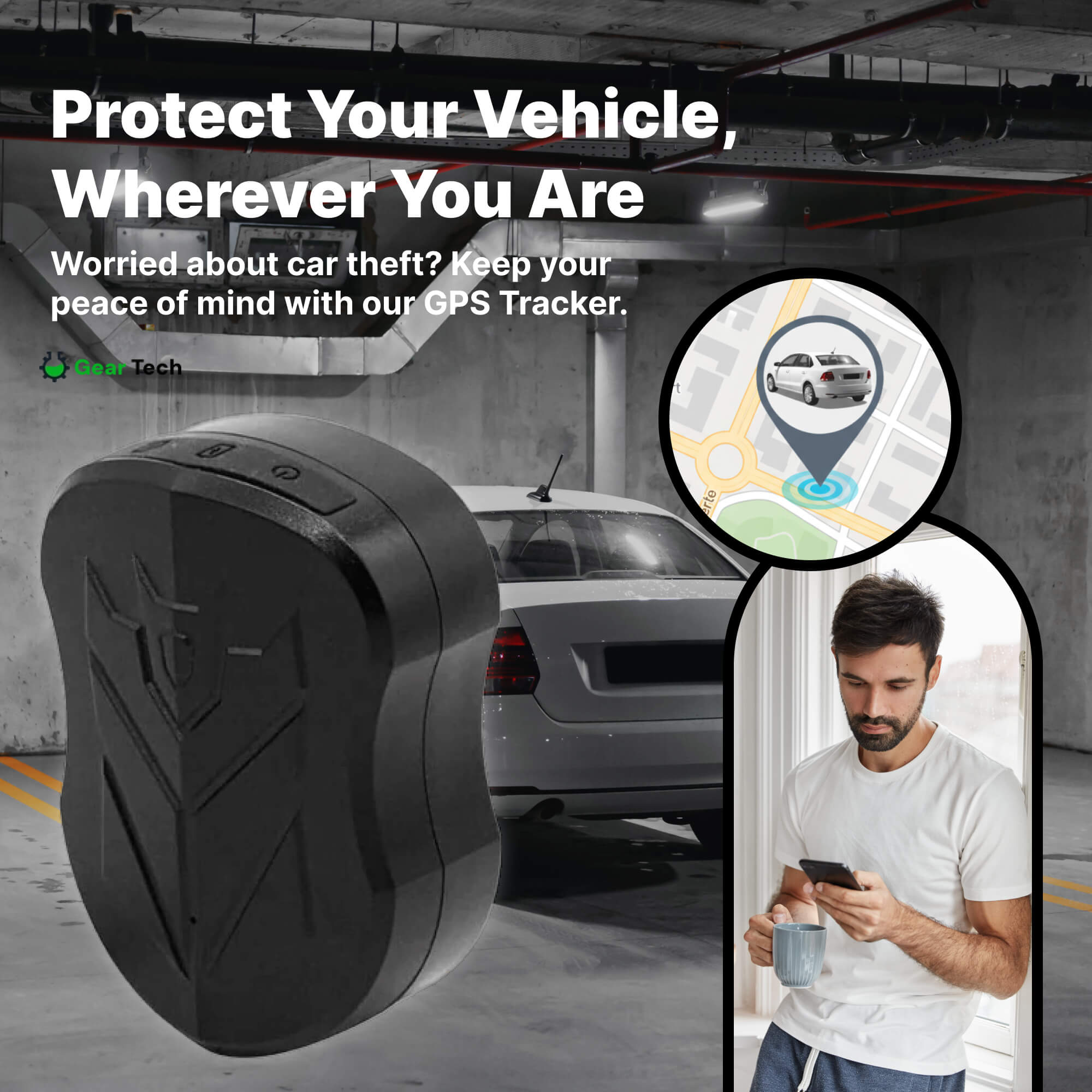Rastreador GPS para automóvil con activación por voz, batería impermeable de 5000mAh
