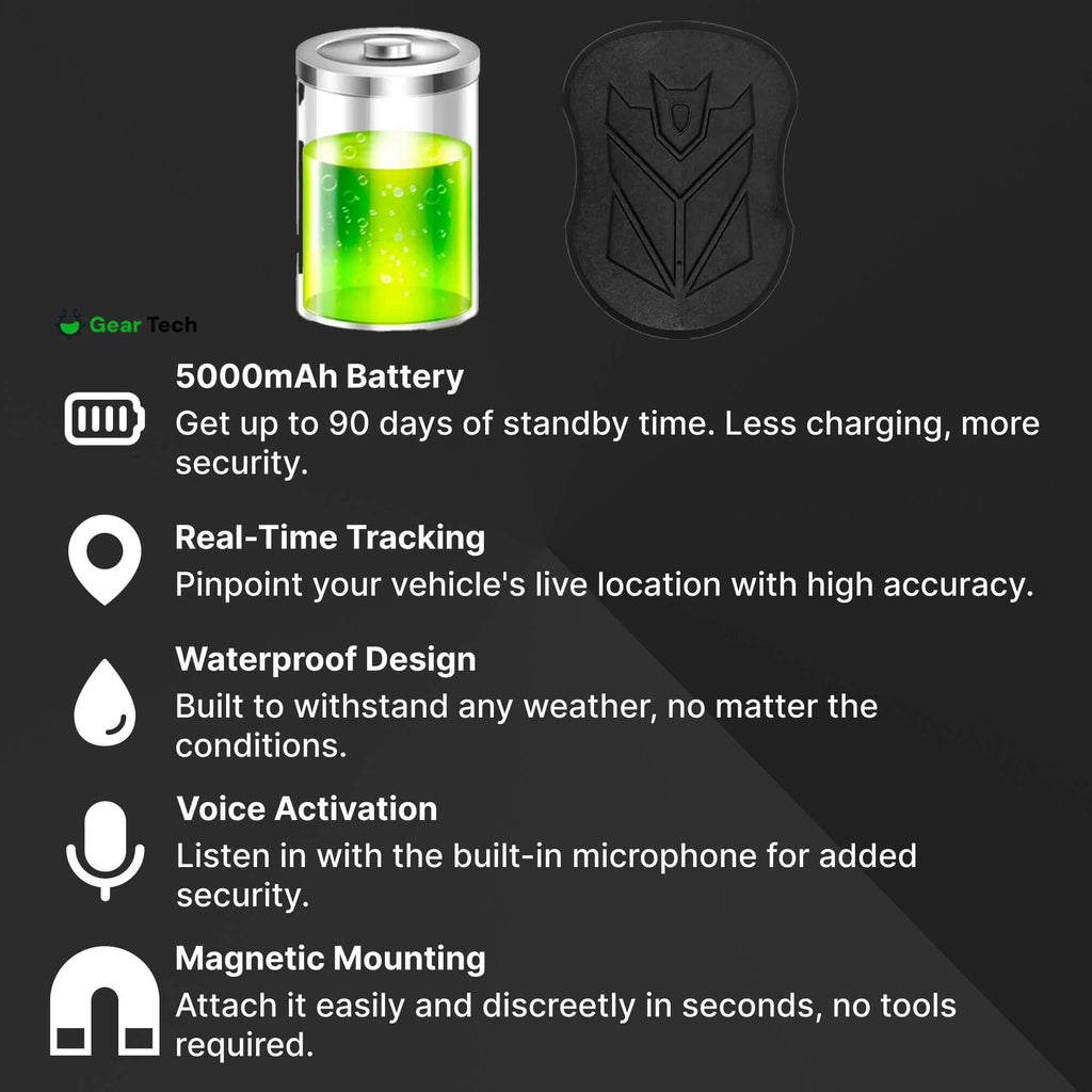 Rastreador GPS para automóvil con activación por voz, batería impermeable de 5000mAh