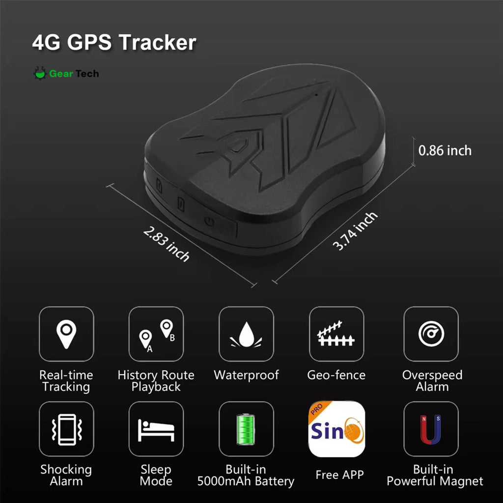 Rastreador GPS para automóvil con activación por voz, batería impermeable de 5000mAh