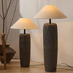 Lámpara de pie Rookhaven, aspecto de madera reciclada, luz ambiental cálida