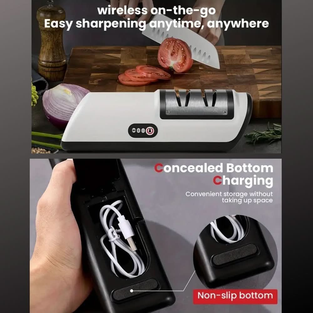Aiguiseur de couteaux rechargeable à 2 étapes pour lames en céramique et acier - Fioriscas