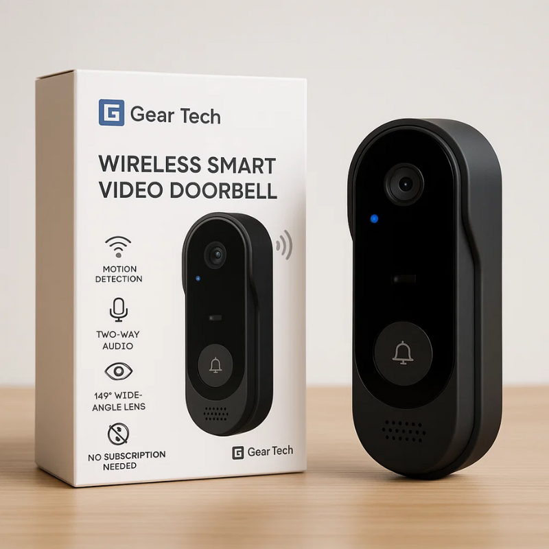 PulseGuard Pro-videodørklokke, trådløst HD-kamera med tovejslyd