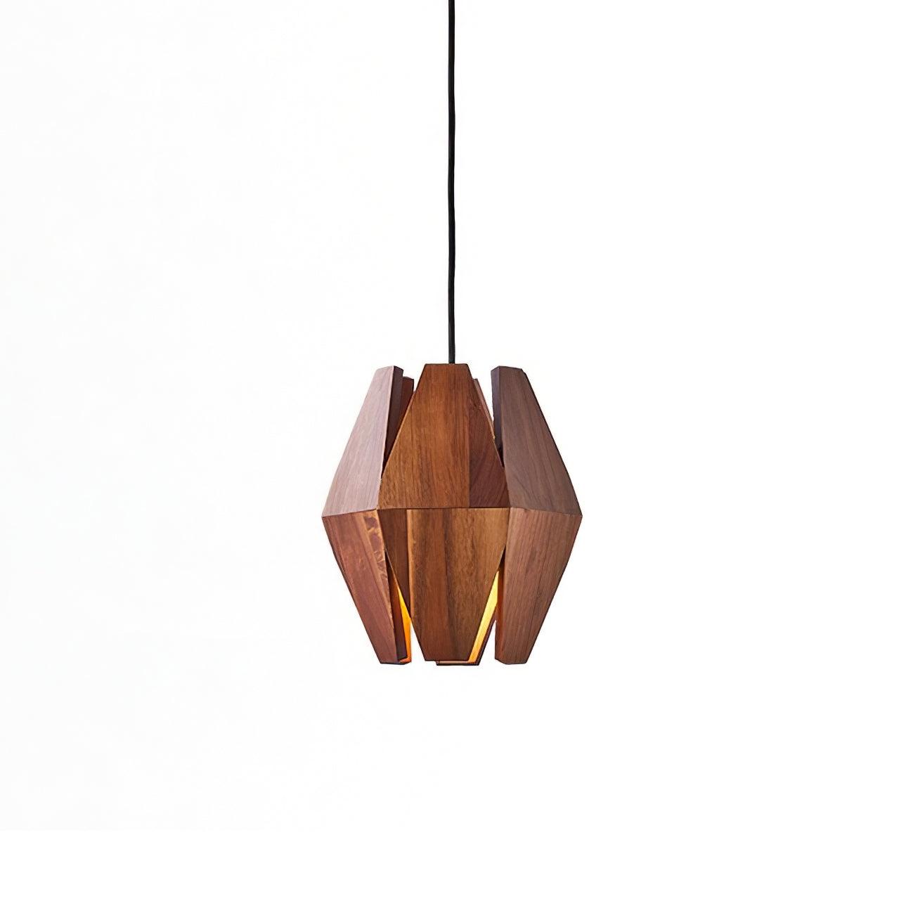 Pendant Lamp Geometric Wood Shade Warm Glow Nordic Minimalist Accent | Fioriscas