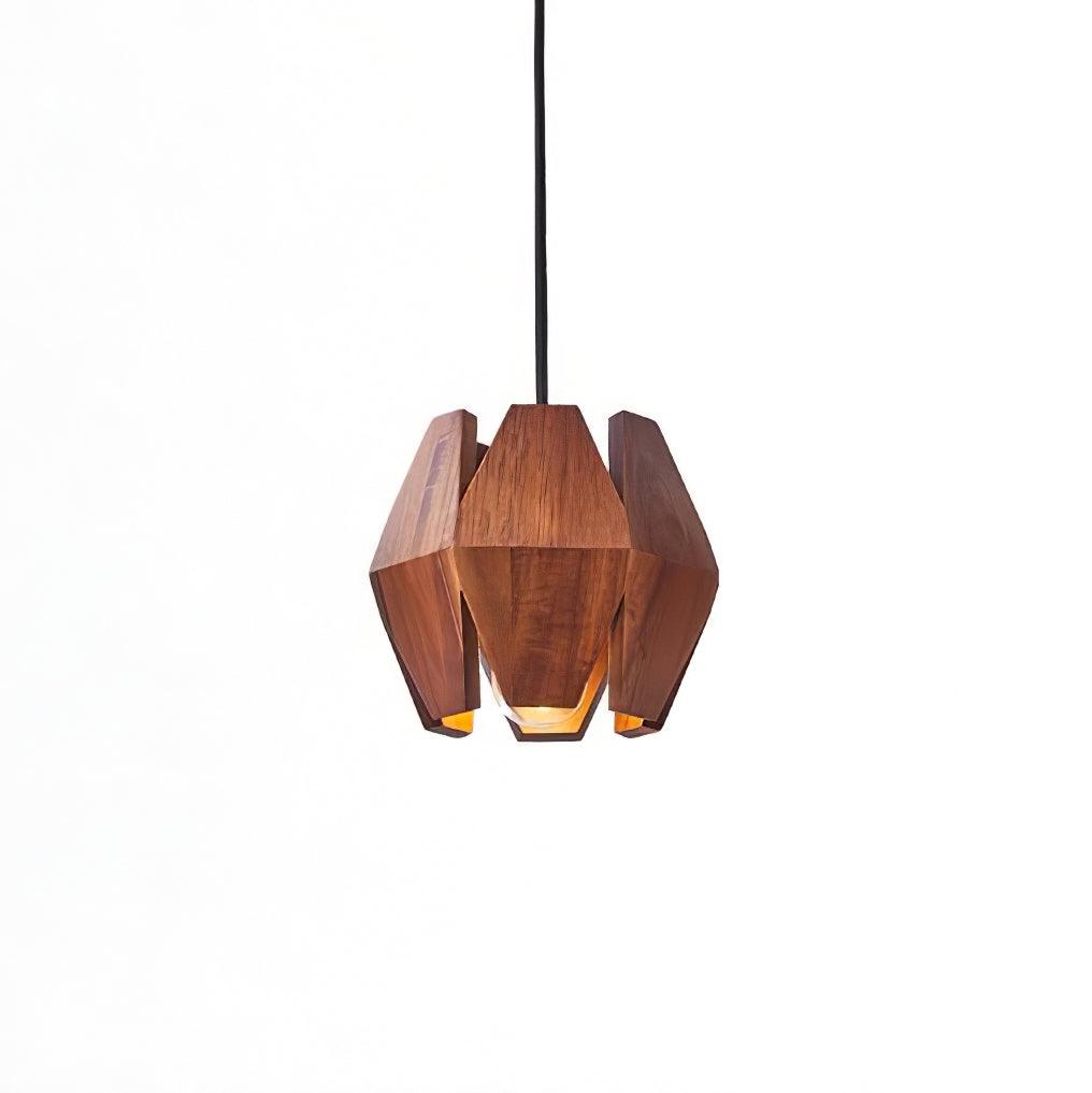 Pendant Lamp Geometric Wood Shade Warm Glow Nordic Minimalist Accent | Fioriscas