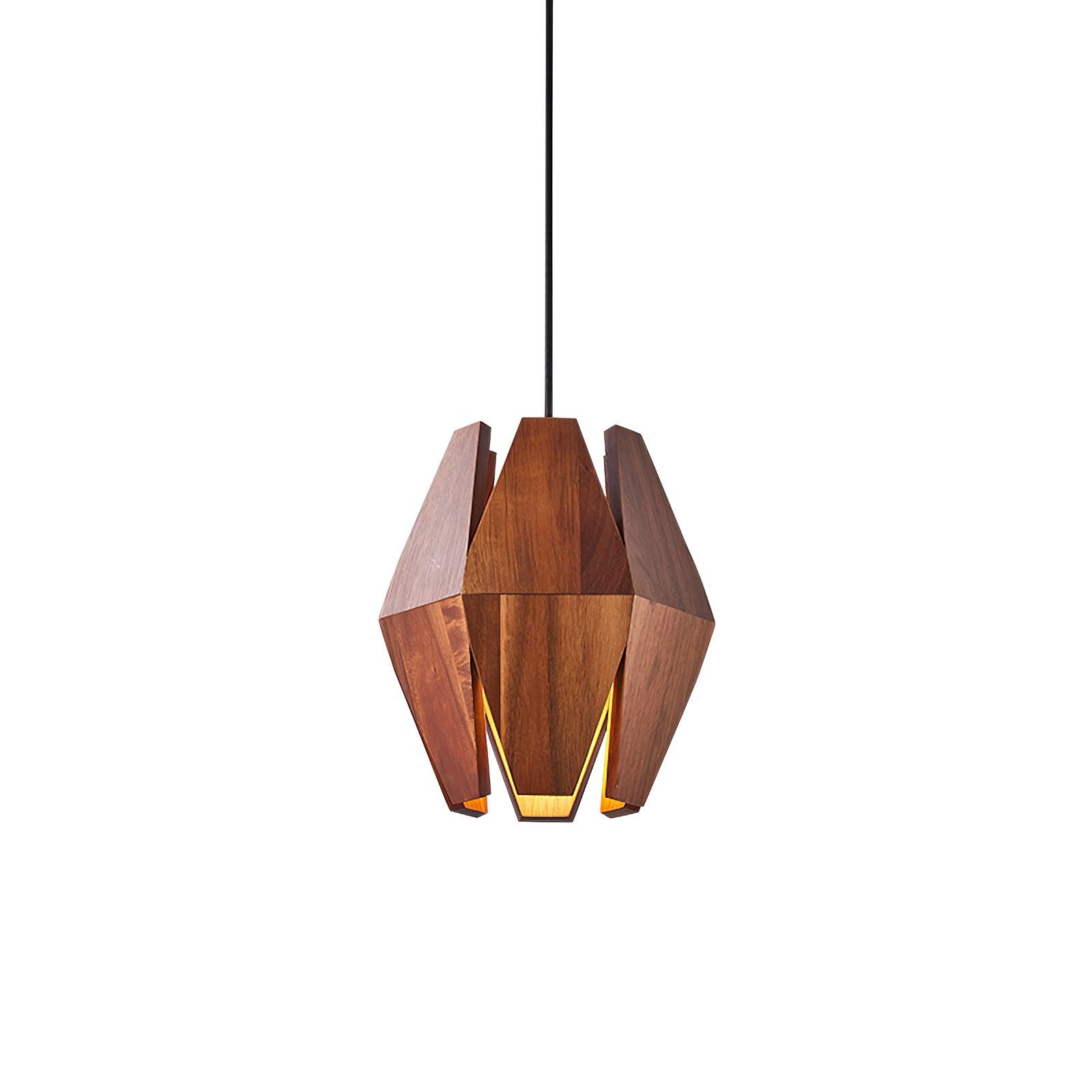 Pendant Lamp Geometric Wood Shade Warm Glow Nordic Minimalist Accent | Fioriscas