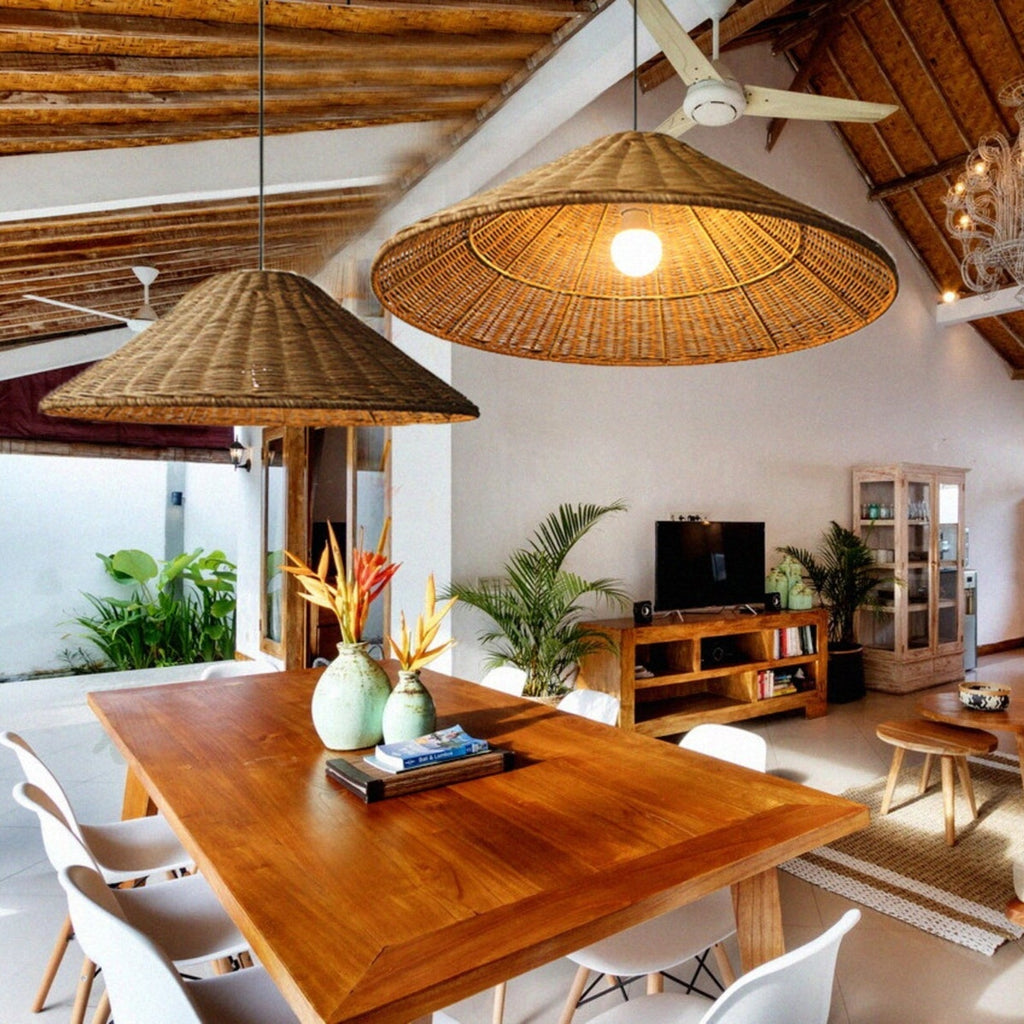 Muto Vintage Handmade LED Rattan Pendant Light Living Room | Fioriscas