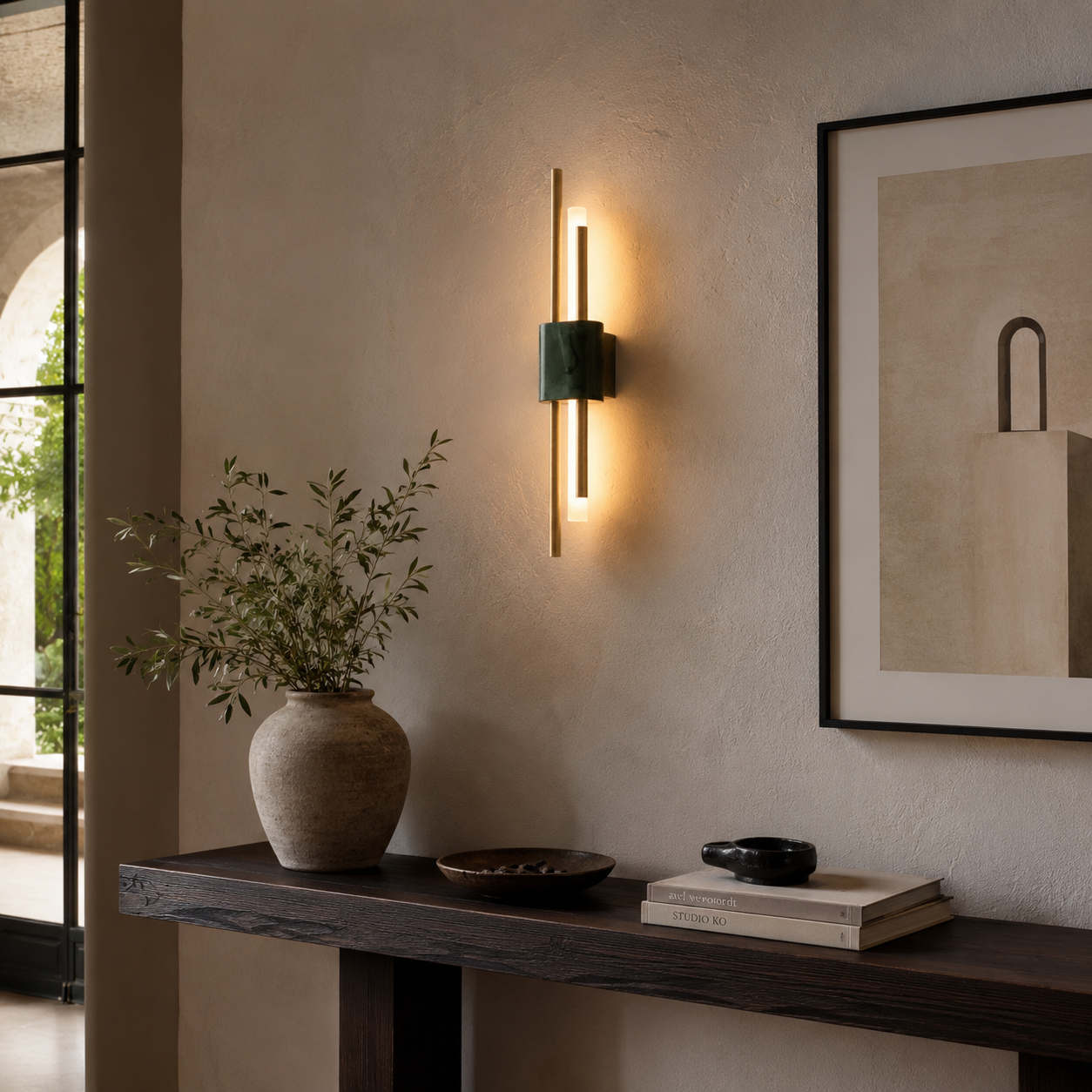 AuraMarble LED Wall Lamp With Metal Frame For Ambient Glow