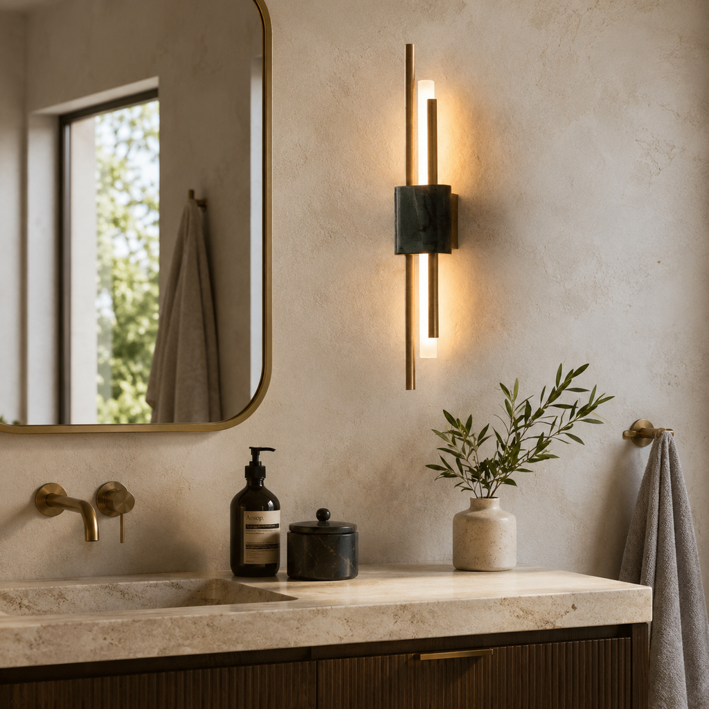 AuraMarble LED Wall Lamp With Metal Frame For Ambient Glow