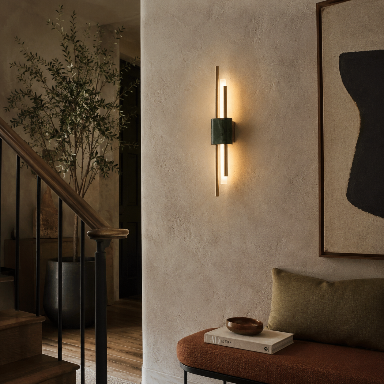 AuraMarble LED Wall Lamp With Metal Frame For Ambient Glow