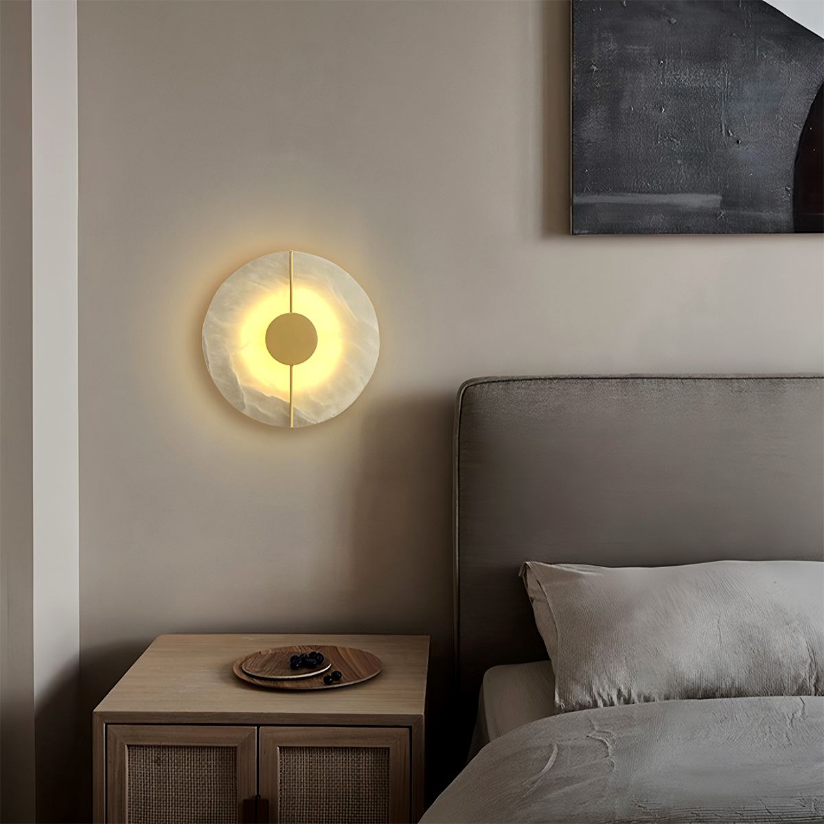 Aurelia Marble Glow Wall Lamp With Gold Accents Finish