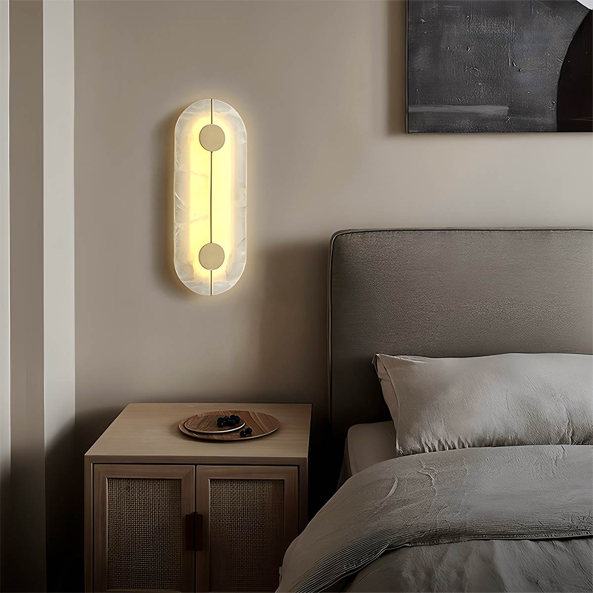 Aurelia Marble Glow Wall Lamp With Gold Accents Finish